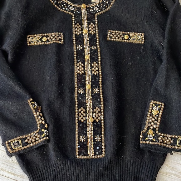 Ladies Black Embellished Sweater - Picture 2 of 6